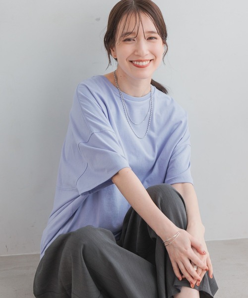 studio CLIP(スタディオクリップ)の「コットンコクーンTシャツ(Tシャツ/カットソー・レディース・オフホワイト/その他1/ラベンダー/ピンク/スモーク・MEDIUM/LARGE)」の22枚目の写真