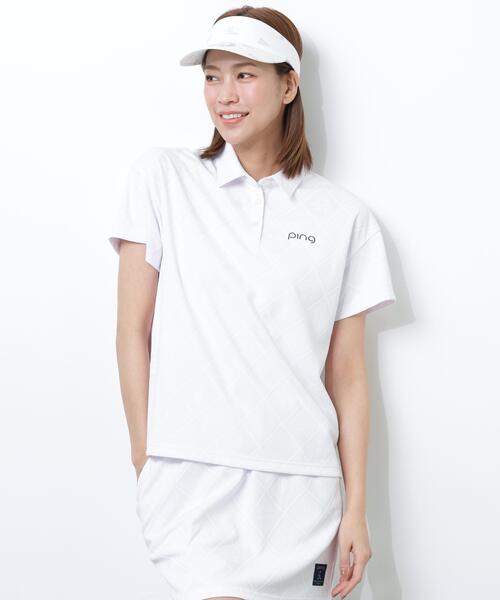 PING(ピン)の「【PING APPAREL】Mr.PINGジャカード半袖リラックスポロシャツ(ポロシャツ・レディース・ホワイト/グリーン/ネイビー・L/S/M/LL)」の2枚目の写真