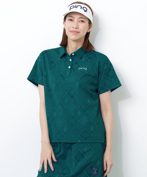 PING(ピン)の「【PING APPAREL】Mr.PINGジャカード半袖リラックスポロシャツ(ポロシャツ・レディース・ホワイト/グリーン/ネイビー・L/S/M/LL)」の3枚目の写真