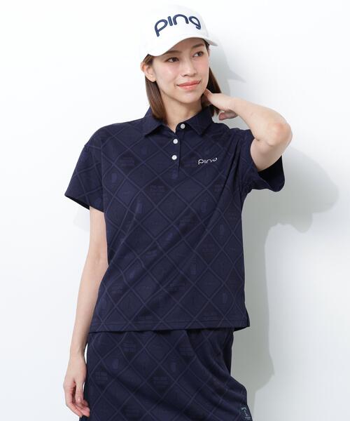 PING(ピン)の「【PING APPAREL】Mr.PINGジャカード半袖リラックスポロシャツ(ポロシャツ・レディース・ホワイト/グリーン/ネイビー・L/S/M/LL)」の12枚目の写真