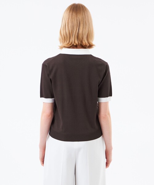 MACKINTOSH PHILOSOPHY（ﾏｯｷﾝﾄｯｼｭ ﾌｨﾛｿﾌｨｰ）の「【WEB&一部店舗限定】ポロカラーニット（ポロシャツ・レディース・ブラウン系その他4/ダークネイビー/ブラック・38）」の9枚目の写真
