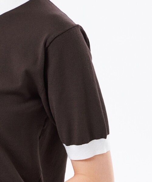 MACKINTOSH PHILOSOPHY（ﾏｯｷﾝﾄｯｼｭ ﾌｨﾛｿﾌｨｰ）の「【WEB&一部店舗限定】ポロカラーニット（ポロシャツ・レディース・ブラウン系その他4/ダークネイビー/ブラック・38）」の10枚目の写真