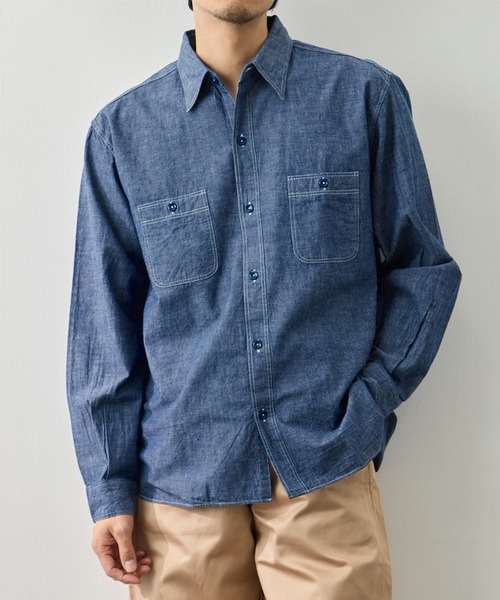 Buzz Rickson's(バズリクソンズ)の「【BUZZ RICKSON'S/バズリクソンズ】BLUE CHAMBRAY WORK SHIRT(シャツ/ブラウス・メンズ・ブルー・XXL/XL/L)」の8枚目の写真