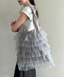 【A4収納可】チュールフリルトートバッグ