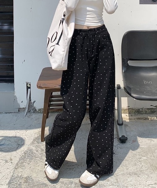 ViViDAY(ビビデー)の「小花柄デニムワイドパンツ(デニムパンツ・レディース・ブラック・M/S/L)」の13枚目の写真
