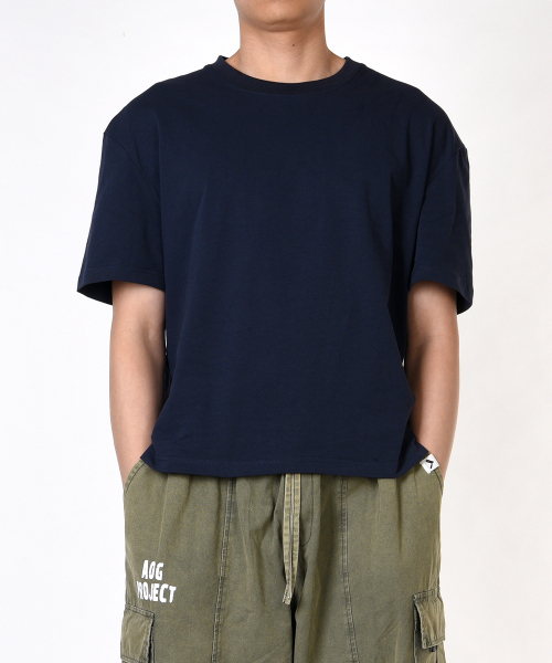 ソリッドクロップ半袖Tシャツ（ネイビー）（Tシャツ/カットソー）｜AOG