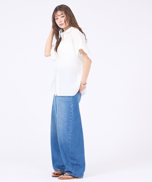 abahouse mavie(アバハウスマヴィ)の「【着痩せシルエット】フレンチスリーブシャツ(シャツ/ブラウス・レディース・サックスブルー/チャコールグレー/ホワイト・フリー)」の5枚目の写真