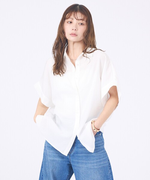 abahouse mavie(アバハウスマヴィ)の「【着痩せシルエット】フレンチスリーブシャツ(シャツ/ブラウス・レディース・サックスブルー/チャコールグレー/ホワイト・フリー)」の6枚目の写真