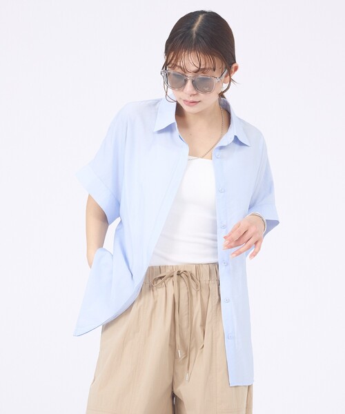 abahouse mavie(アバハウスマヴィ)の「【着痩せシルエット】フレンチスリーブシャツ(シャツ/ブラウス・レディース・サックスブルー/チャコールグレー/ホワイト・フリー)」の9枚目の写真