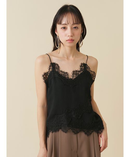 SNIDEL（スナイデル）の「レーストリムシフォンキャミソール（キャミソール・レディース・イエロー/ブラック/ピンクベージュ・F）」の13枚目の写真