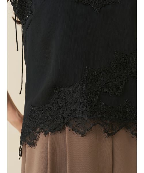 SNIDEL（スナイデル）の「レーストリムシフォンキャミソール（キャミソール・レディース・イエロー/ブラック/ピンクベージュ・F）」の8枚目の写真