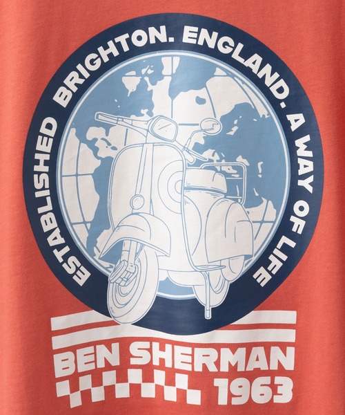 Ben Sherman(ベンシャーマン)の「ワールドスクーターTシャツ(Tシャツ/カットソー・メンズ・コーラル・MEDIUM)」の8枚目の写真