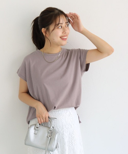 Pierrot(ピエロ)の「汗ジミ防止フレンチスリーブTシャツ(Tシャツ/カットソー・レディース・ブルー系その他/ラベンダー/ネイビー/ロイヤルブルー/杢グレー/オフホワイト・M/L/LL)」の6枚目の写真