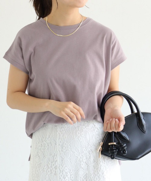 Pierrot(ピエロ)の「汗ジミ防止フレンチスリーブTシャツ(Tシャツ/カットソー・レディース・ブルー系その他/ラベンダー/ネイビー/ロイヤルブルー/杢グレー/オフホワイト・M/L/LL)」の17枚目の写真