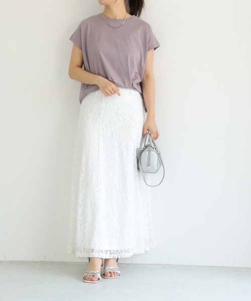 Pierrot(ピエロ)の「汗ジミ防止フレンチスリーブTシャツ(Tシャツ/カットソー・レディース・ブルー系その他/ラベンダー/ネイビー/ロイヤルブルー/杢グレー/オフホワイト・M/L/LL)」の19枚目の写真