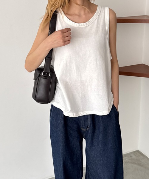 CANAL JEAN(キャナルジーン)の「El mar コットンリラックスタンクトップ(タンクトップ・レディース・スミクロ/ホワイト・ONE SIZE)」の2枚目の写真