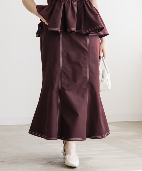 CLETTE（クレット）の「CLETTEオリジナル配色ステッチマーメイドスカート（スカート・レディース・ブラック/ライトベージュ/レッド・4L/3L/LL）」の11枚目の写真