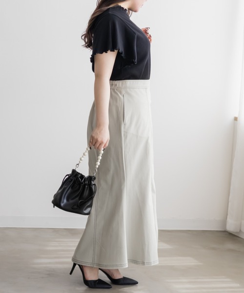 CLETTE（クレット）の「CLETTEオリジナル配色ステッチマーメイドスカート（スカート・レディース・ブラック/ライトベージュ/レッド・4L/3L/LL）」の9枚目の写真