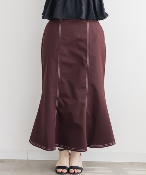 CLETTE（クレット）の「CLETTEオリジナル配色ステッチマーメイドスカート（スカート・レディース・ブラック/ライトベージュ/レッド・4L/3L/LL）」の14枚目の写真