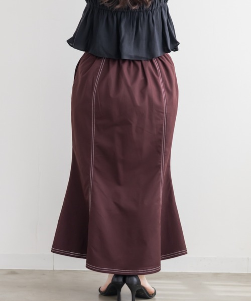 CLETTE（クレット）の「CLETTEオリジナル配色ステッチマーメイドスカート（スカート・レディース・ブラック/ライトベージュ/レッド・4L/3L/LL）」の16枚目の写真