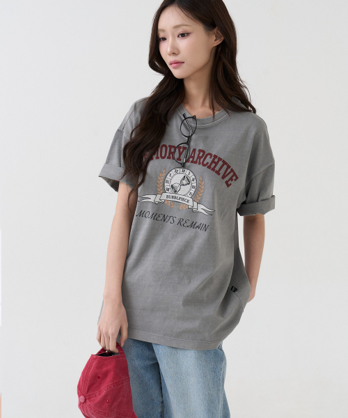 BUBBLPIECE（バブルピース）の「[男女共用] メモリアーカイブ ピグメントTシャツ_ライトグレー（Tシャツ/カットソー・レディース・その他・MEDIUM/LARGE）」の4枚目の写真