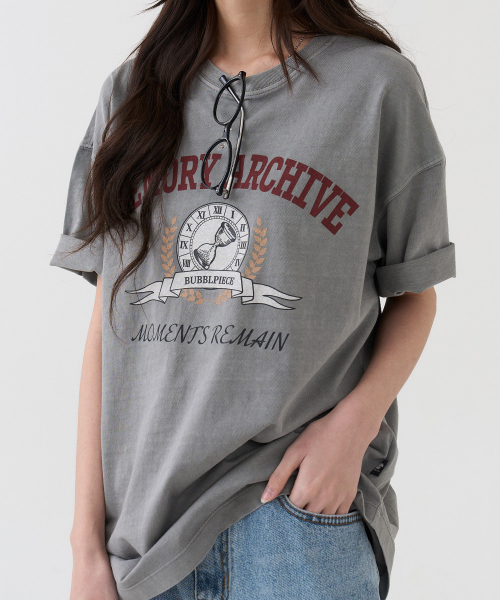 BUBBLPIECE（バブルピース）の「[男女共用] メモリアーカイブ ピグメントTシャツ_ライトグレー（Tシャツ/カットソー・レディース・その他・MEDIUM/LARGE）」の6枚目の写真