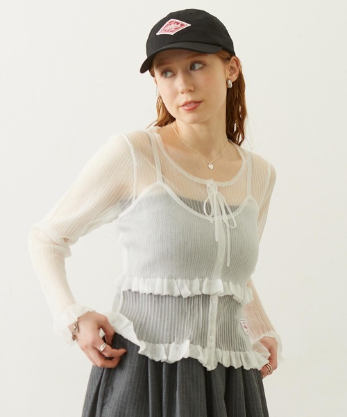 MILKFED.(ミルクフェド)の「2-PIECE SHEER CARDIGAN(カーディガン/ボレロ・レディース・ブラック/オフホワイト/ブルー・ONE SIZE)」の1枚目の写真