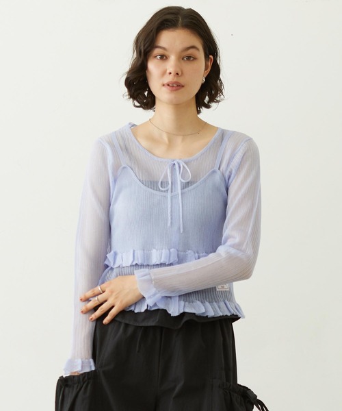 MILKFED.(ミルクフェド)の「2-PIECE SHEER CARDIGAN(カーディガン/ボレロ・レディース・ブラック/オフホワイト/ブルー・ONE SIZE)」の3枚目の写真