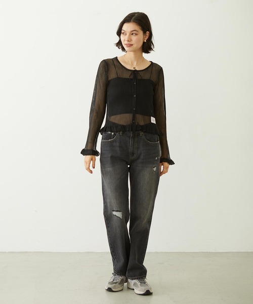 MILKFED.(ミルクフェド)の「2-PIECE SHEER CARDIGAN(カーディガン/ボレロ・レディース・ブラック/オフホワイト/ブルー・ONE SIZE)」の6枚目の写真
