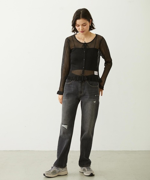 MILKFED.(ミルクフェド)の「2-PIECE SHEER CARDIGAN(カーディガン/ボレロ・レディース・ブラック/オフホワイト/ブルー・ONE SIZE)」の7枚目の写真