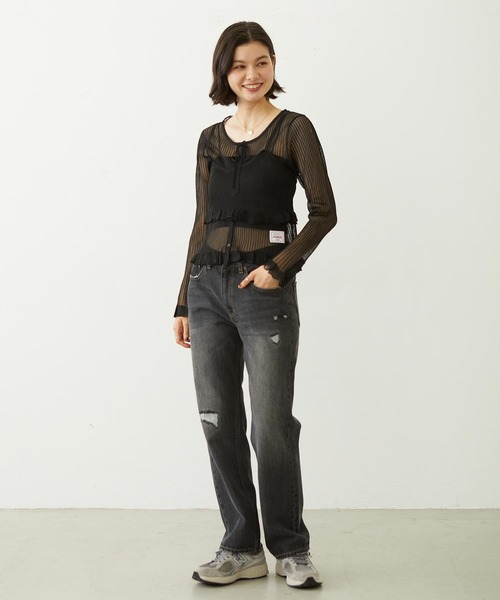 MILKFED.(ミルクフェド)の「2-PIECE SHEER CARDIGAN(カーディガン/ボレロ・レディース・ブラック/オフホワイト/ブルー・ONE SIZE)」の9枚目の写真