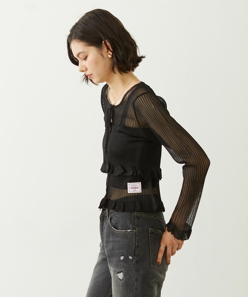 MILKFED.(ミルクフェド)の「2-PIECE SHEER CARDIGAN(カーディガン/ボレロ・レディース・ブラック/オフホワイト/ブルー・ONE SIZE)」の4枚目の写真