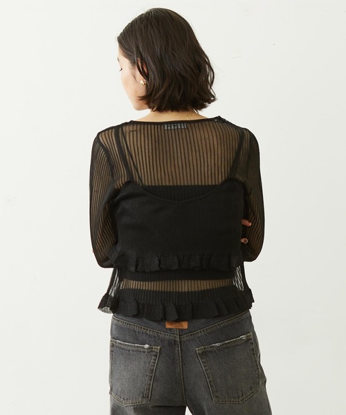 MILKFED.(ミルクフェド)の「2-PIECE SHEER CARDIGAN(カーディガン/ボレロ・レディース・ブラック/オフホワイト/ブルー・ONE SIZE)」の5枚目の写真