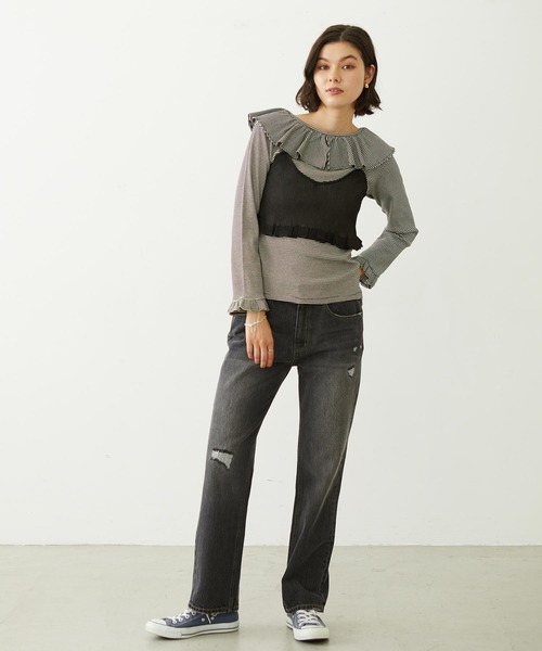 MILKFED.(ミルクフェド)の「2-PIECE SHEER CARDIGAN(カーディガン/ボレロ・レディース・ブラック/オフホワイト/ブルー・ONE SIZE)」の15枚目の写真