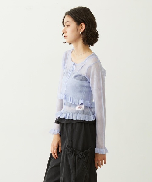 MILKFED.(ミルクフェド)の「2-PIECE SHEER CARDIGAN(カーディガン/ボレロ・レディース・ブラック/オフホワイト/ブルー・ONE SIZE)」の17枚目の写真