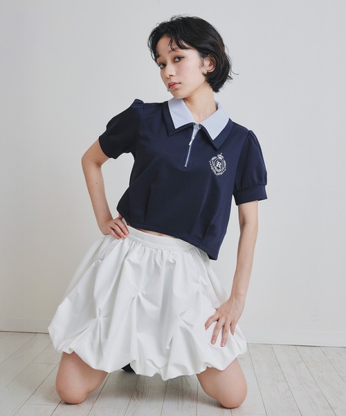 REDYAZEL(レディアゼル)の「エンブレムダブルカラーカットプルオーバー(Tシャツ/カットソー・レディース・ネイビー/ミント/オフホワイト・FREE)」の15枚目の写真