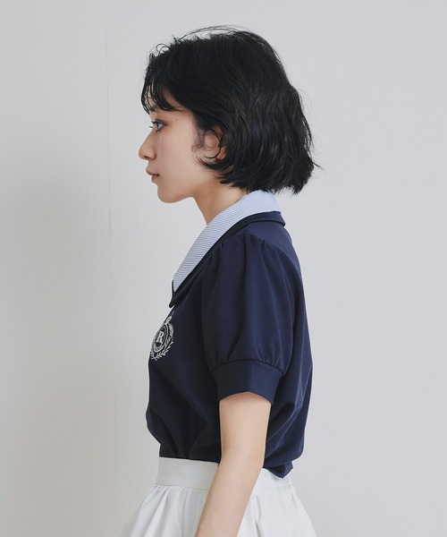 REDYAZEL(レディアゼル)の「エンブレムダブルカラーカットプルオーバー(Tシャツ/カットソー・レディース・ネイビー/ミント/オフホワイト・FREE)」の21枚目の写真
