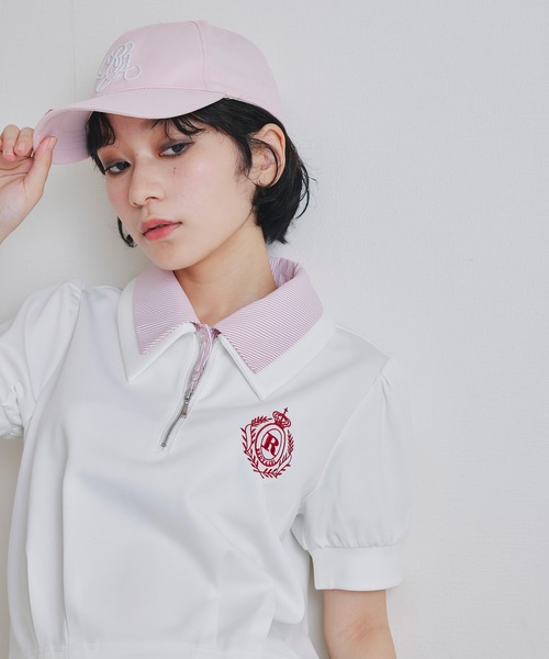 REDYAZEL(レディアゼル)の「エンブレムダブルカラーカットプルオーバー(Tシャツ/カットソー・レディース・ネイビー/ミント/オフホワイト・FREE)」の5枚目の写真
