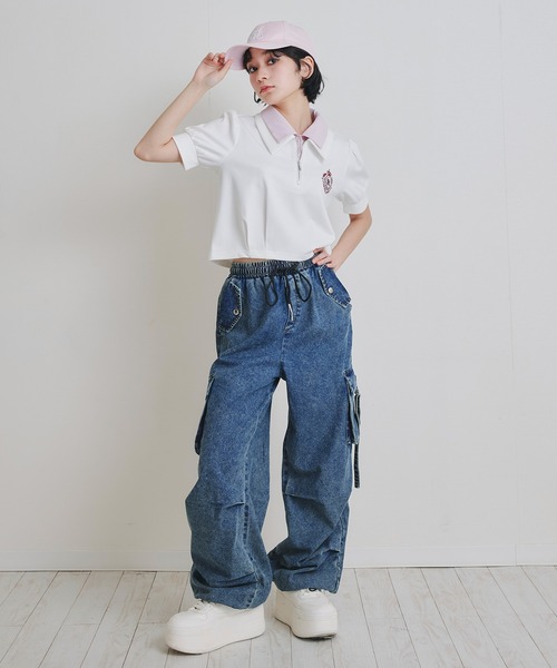 REDYAZEL(レディアゼル)の「エンブレムダブルカラーカットプルオーバー(Tシャツ/カットソー・レディース・ネイビー/ミント/オフホワイト・FREE)」の6枚目の写真