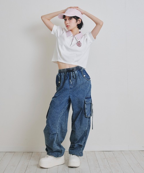 REDYAZEL(レディアゼル)の「エンブレムダブルカラーカットプルオーバー(Tシャツ/カットソー・レディース・ネイビー/ミント/オフホワイト・FREE)」の7枚目の写真