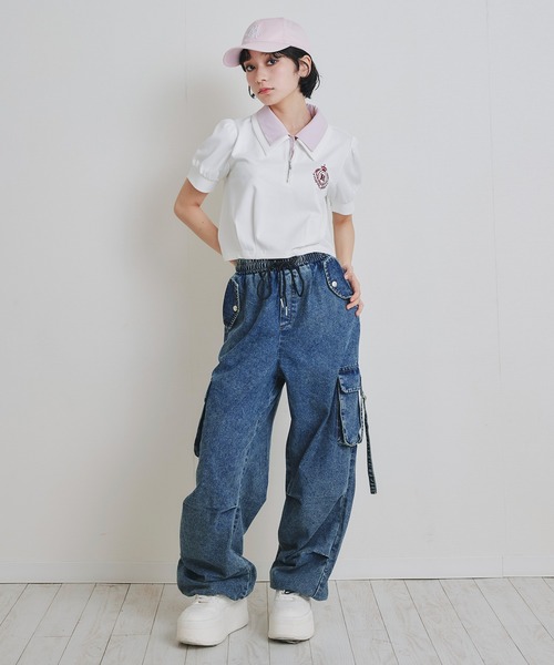 REDYAZEL(レディアゼル)の「エンブレムダブルカラーカットプルオーバー(Tシャツ/カットソー・レディース・ネイビー/ミント/オフホワイト・FREE)」の10枚目の写真