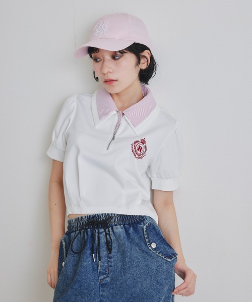 REDYAZEL(レディアゼル)の「エンブレムダブルカラーカットプルオーバー(Tシャツ/カットソー・レディース・ネイビー/ミント/オフホワイト・FREE)」の12枚目の写真