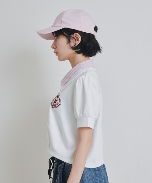 REDYAZEL(レディアゼル)の「エンブレムダブルカラーカットプルオーバー(Tシャツ/カットソー・レディース・ネイビー/ミント/オフホワイト・FREE)」の13枚目の写真