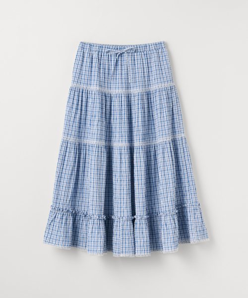 CELITAILS（セリテールズ）の「CHECK LACE SHIRRING LONG SKIRT_SKY BLUE（スカート・レディース・その他・FREE）」の4枚目の写真