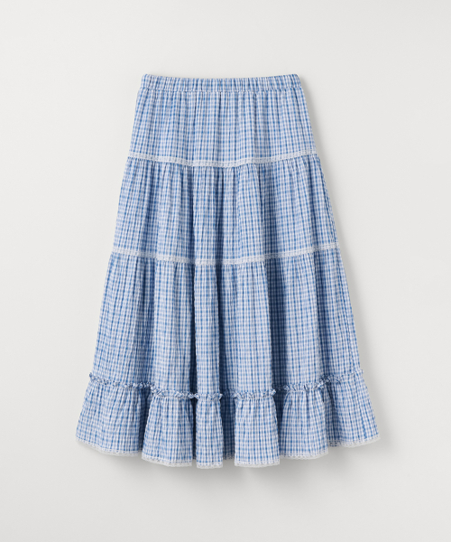 CELITAILS（セリテールズ）の「CHECK LACE SHIRRING LONG SKIRT_SKY BLUE（スカート・レディース・その他・FREE）」の5枚目の写真