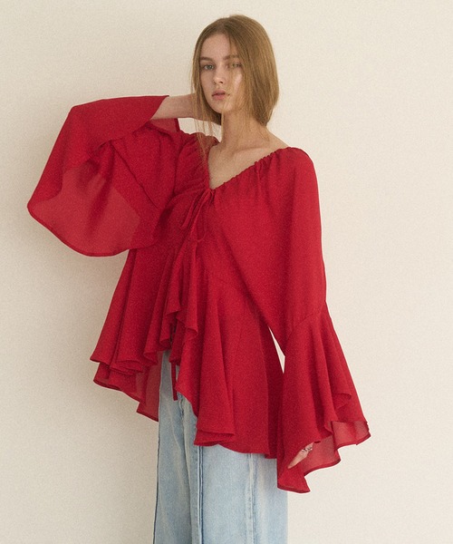 MIELI INVARIANT(ミエリインヴァリアント)の「Airy Ciffon Gather Blouse(シャツ/ブラウス・レディース・ホワイト/ブラック/レッド・FREE)」の15枚目の写真