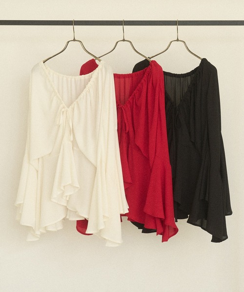 MIELI INVARIANT(ミエリインヴァリアント)の「Airy Ciffon Gather Blouse(シャツ/ブラウス・レディース・ホワイト/ブラック/レッド・FREE)」の18枚目の写真