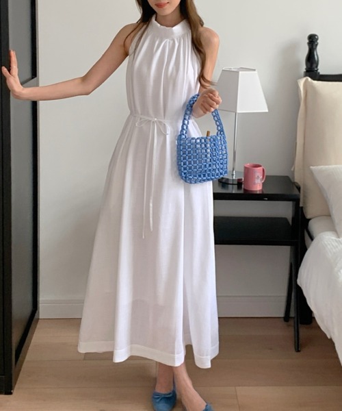YUGA(ユーガ)の「YUGA_YGMC Korean-style Halter neck dress(ワンピース・レディース・グリーン/オフホワイト・FREE)」の9枚目の写真