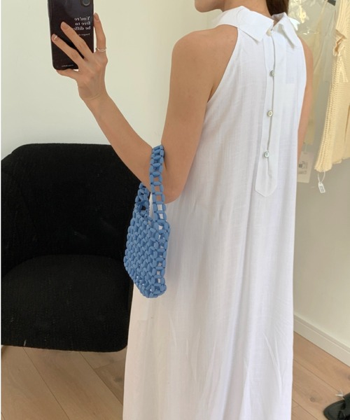 YUGA(ユーガ)の「YUGA_YGMC Korean-style Halter neck dress(ワンピース・レディース・グリーン/オフホワイト・FREE)」の10枚目の写真