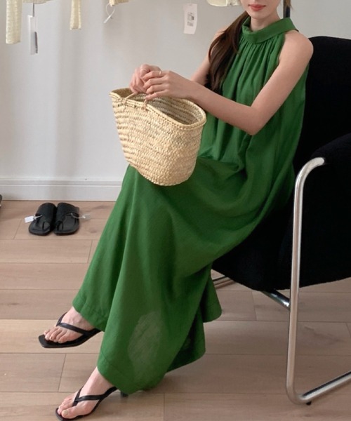 YUGA(ユーガ)の「YUGA_YGMC Korean-style Halter neck dress(ワンピース・レディース・グリーン/オフホワイト・FREE)」の16枚目の写真